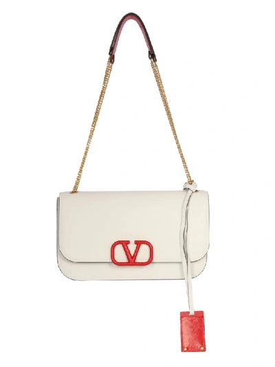 Shop Valentino Big Vlock Shoulder Bag/grande In Artic Blanc Optique