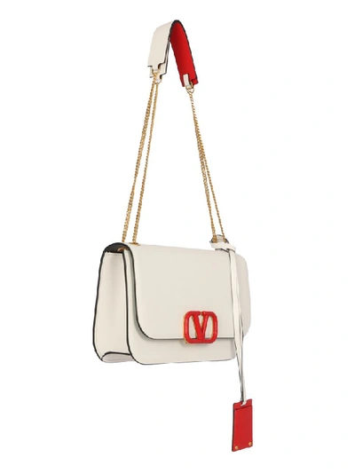 Shop Valentino Big Vlock Shoulder Bag/grande In Artic Blanc Optique