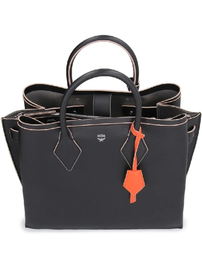 Shop Mcm Neo Milla Leather Tote In Black