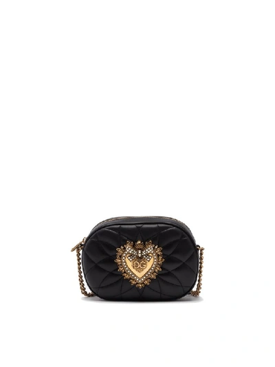 Shop Dolce & Gabbana Camera Bag Devotion Leather Shoulder Bag In Black