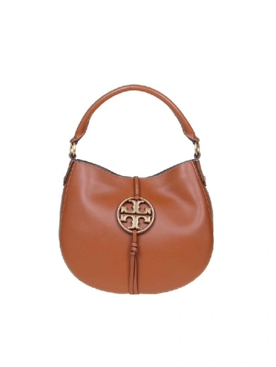 Shop Tory Burch Mini Hobo Leather Hand Bag In Calf Leather