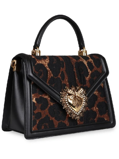 Shop Dolce & Gabbana Devotion Handbag With Metal Maxi-logo In Black