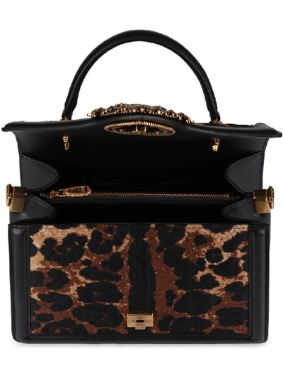 Shop Dolce & Gabbana Devotion Handbag With Metal Maxi-logo In Black