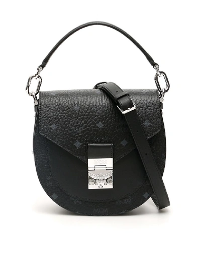 Mcm Patricia Visetos Small Shoulder Bag In Black