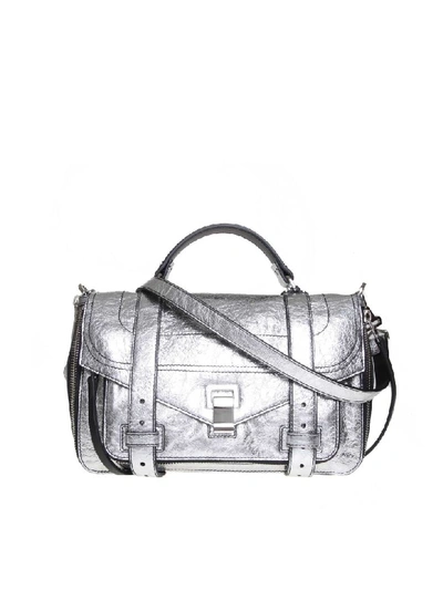 Shop Proenza Schouler Ps1 Shoulder Bag In Leather Colored Silver