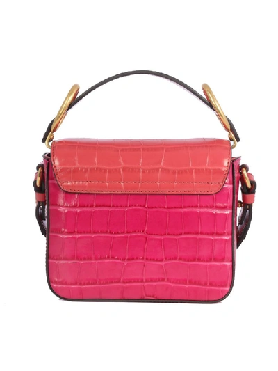 Shop Chloé Mini C Croc -effect Bag In Graphic Pink