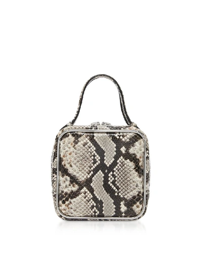 Shop Alexander Wang Roccia Snake Print Halo Top Handle Satchel Bag In Gray