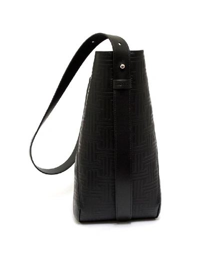 Shop Lanvin Black Leather Bucket Bag In Nero
