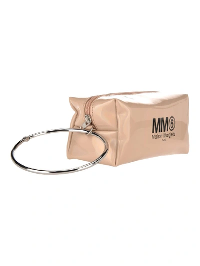 Shop Mm6 Maison Margiela Mm6 Large Logo Print Pouch In Camel