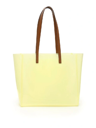 Shop Stella Mccartney Small Tpu Logo Shopper In Pastel Yellow (yellow)