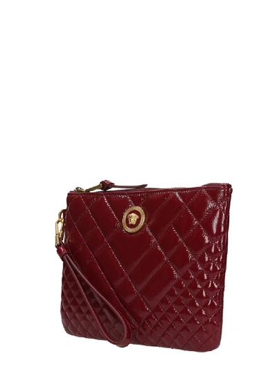 Shop Versace Clutch In Bordeaux Leather