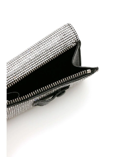 Shop Marco De Vincenzo Crystal Wallet With Chain In Crystal Nero Palladio (silver)