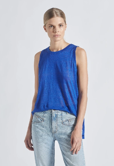 Shop Current Elliott The Linen Muscle Tank In Royal Blue