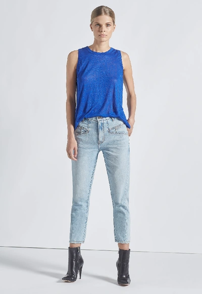 Shop Current Elliott The Linen Muscle Tank In Royal Blue