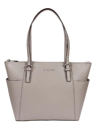 Shop Michael Kors Jet Set Large Tote In Pearl Grey