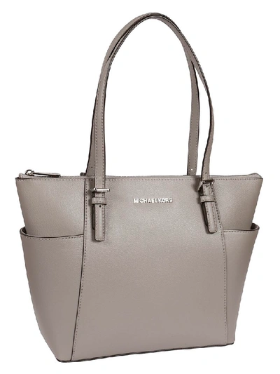 Shop Michael Kors Jet Set Large Tote In Pearl Grey