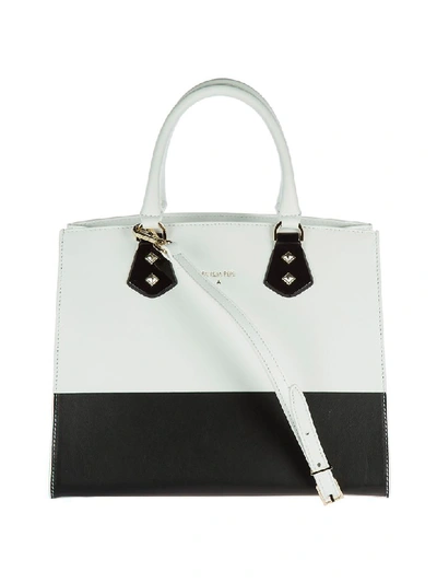 Shop Patrizia Pepe Jazz O Triple Handbags In White / Black