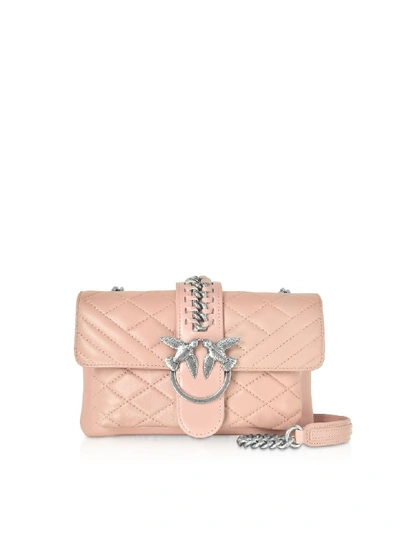 Shop Pinko Mini Love Soft Mix Crossbody Bag In Pale Pink