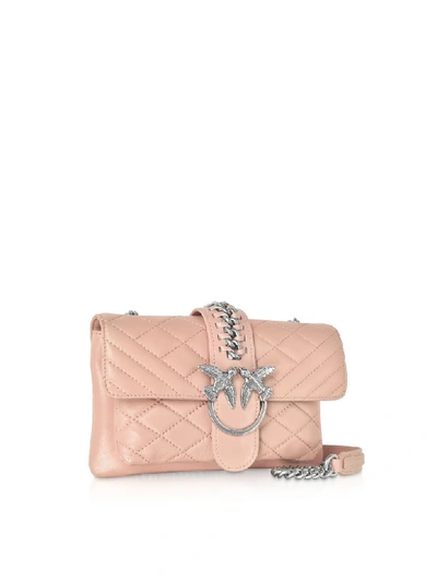 Shop Pinko Mini Love Soft Mix Crossbody Bag In Pale Pink