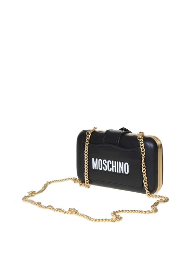 Shop Moschino Clutch Teddy In Black Leather