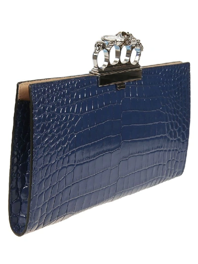 Shop Alexander Mcqueen Four Ring Flat Pouch In Industrial Blue