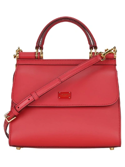 Shop Dolce & Gabbana Small Calfskin Sicily 58 Bag In Red