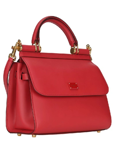 Shop Dolce & Gabbana Small Calfskin Sicily 58 Bag In Red