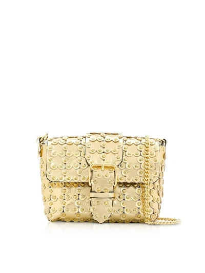 Shop Red Valentino Flower Puzzle Golden Leather Crossbody Bag