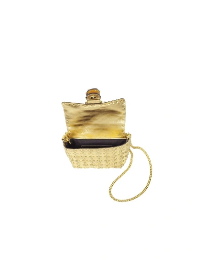 Shop Red Valentino Flower Puzzle Golden Leather Crossbody Bag