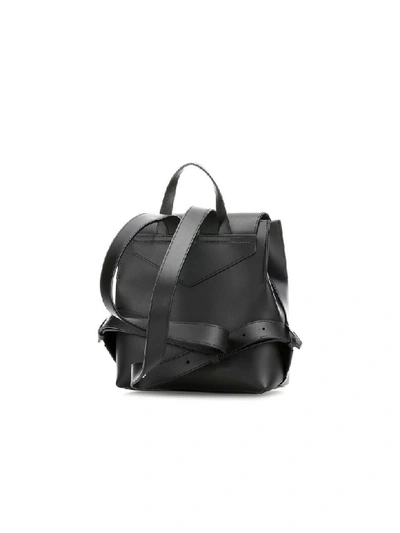 Shop Emporio Armani Black Leather Golden Logo Backpack In Nero