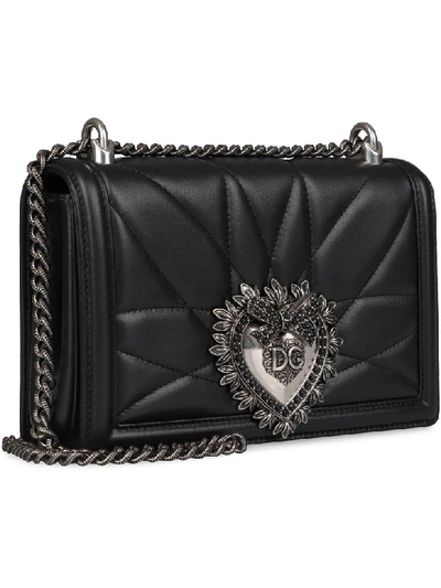 Shop Dolce & Gabbana Devotion Quilted Leather Bag In Black