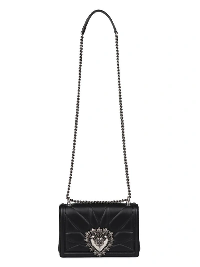 Shop Dolce & Gabbana Devotion Quilted Leather Bag In Black