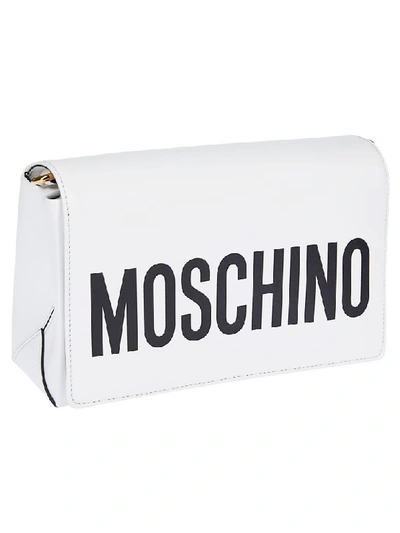 Shop Moschino Logo Shoulder Bag In White