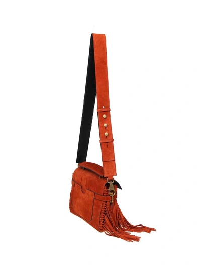 Shop Balmain Handbag B-buzz 23 In Suede Color Rust