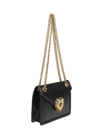 Shop Dolce & Gabbana Medium Devotion Bag In Smooth Calfskin In Black