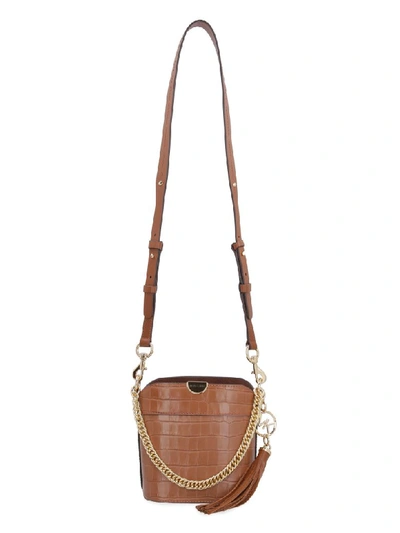 Shop Michael Michael Kors Bea Leather Bucket Small Bag In Saddle Brown