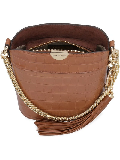 Shop Michael Michael Kors Bea Leather Bucket Small Bag In Saddle Brown