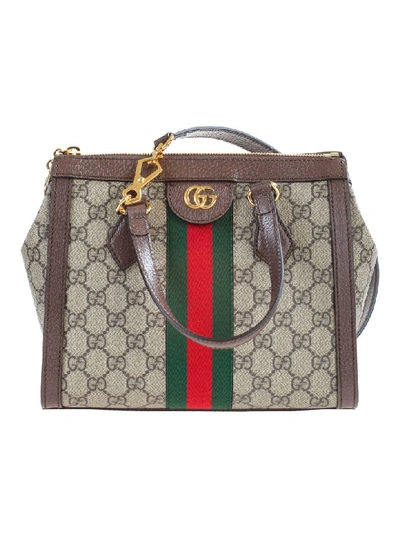 Shop Gucci Shopping Bag Ophidia In Beige