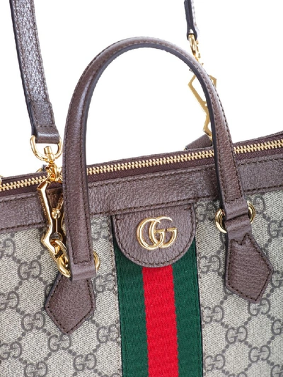 Shop Gucci Shopping Bag Ophidia In Beige