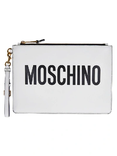 Shop Moschino Logo Clutch In White