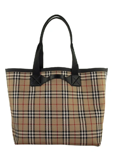 Shop Burberry Large Vintage Check Austen Tote In Archive Beige