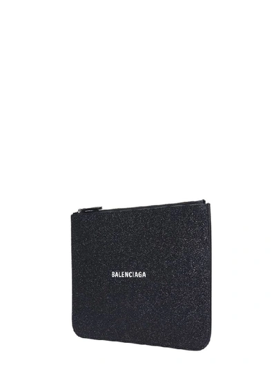 Shop Balenciaga Everyday Pouch Clutch In Black Leather