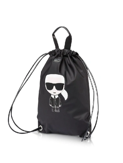 Shop Karl Lagerfeld K/ikonik Nylon Flat Backpack In Black