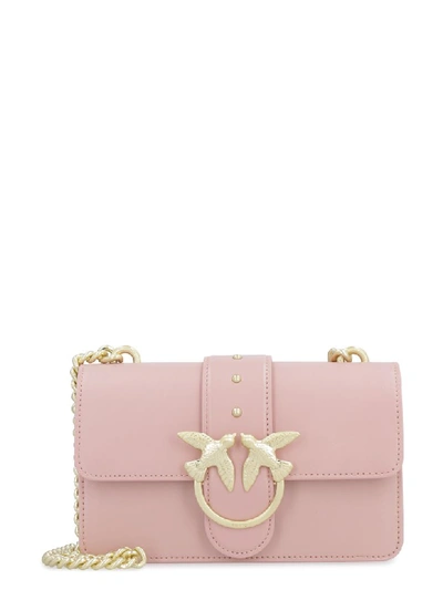 Shop Pinko Mini Love Leather Shoulder Bag In Pink