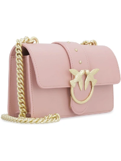 Shop Pinko Mini Love Leather Shoulder Bag In Pink