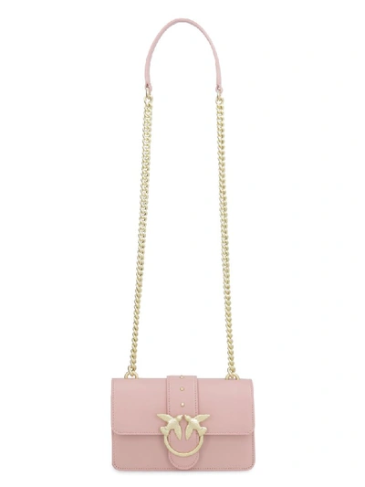 Shop Pinko Mini Love Leather Shoulder Bag In Pink