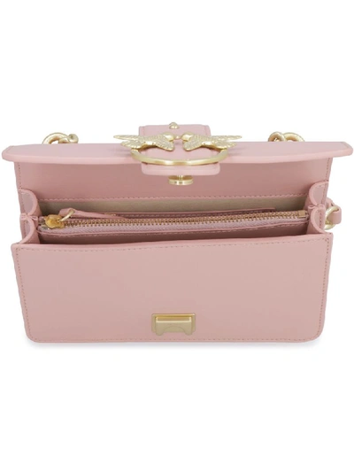 Shop Pinko Mini Love Leather Shoulder Bag In Pink