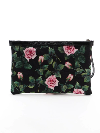 Shop Dolce & Gabbana Clutch Canvas In C Rosa Fdo Nero