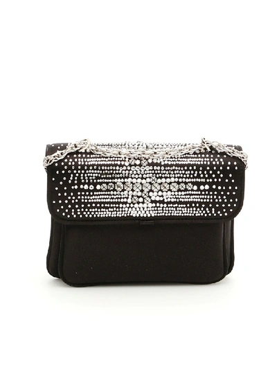 Shop Rodo Swarovski Satin Mini Bag In Black (black)