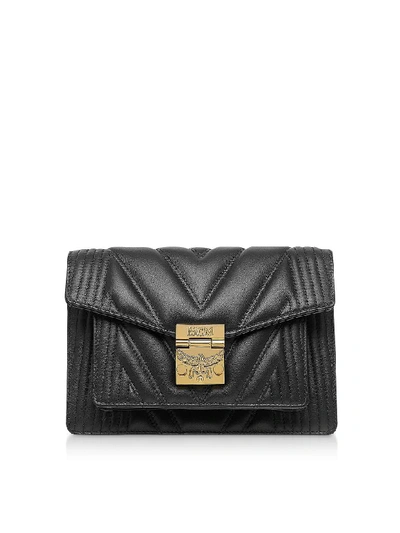 Shop Mcm Black Quilted Leather Patricia Crossbody Bag